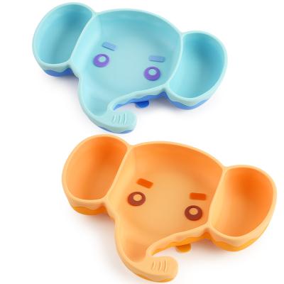 China TongYan Cartoon Suction Feeding Kids Bpa Food Grade Animal Fruit Free Dinner Silicone Baby Dish for sale