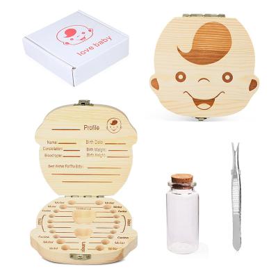 China art & Wholesale Customized Collectable Fairy Deciduous Milk Tooth Gifts TongYan Children Wooden Keepsake Newborn Storage Box for sale