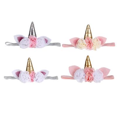 China Popular Unicorn Party Elastic Headband Hair Bands with Bow for Girls Hair Accessories for sale