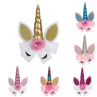 China Popular New Arrival Unicorn Head Handmade Flower Bands Party Hair Bands for sale