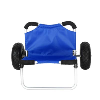 China Multi-functional fishing tool beach cart, blue kayak cart with two balloon wheels for sale