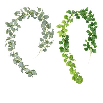 China Artificial Garland Decor Eucalyptus Rotundifolia Leaf Rattan Garland For The Front Door Artificial Greenery Wholesale Minimalist Vine for sale