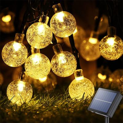 China Outdoor Solar Garden String Lights 60 Led Crystal Globe Lights With 8 Modes Waterproof Solar Powered Patio Light For Outdoor Party Decor for sale