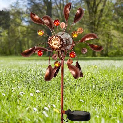 China Minimalist Solar Powered Glass Ball Garden Wind Spinners for sale