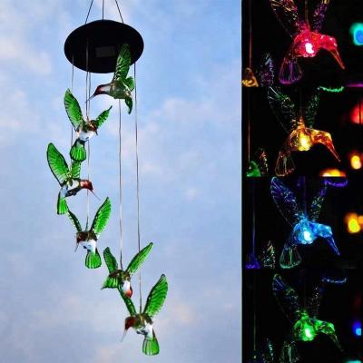 China Modern Color Changing Solar Night Lights Hummingbird Solar Wind Chimes for sale