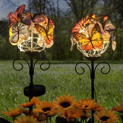 China Outdoor Solar Garden Decoration Garden Stake Butterflies and Solar Copper String Lights for sale