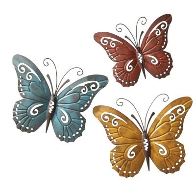 China Eco - Friendly Decorative Metal Butterfly Decoration Hanging Wall Art Trio for sale