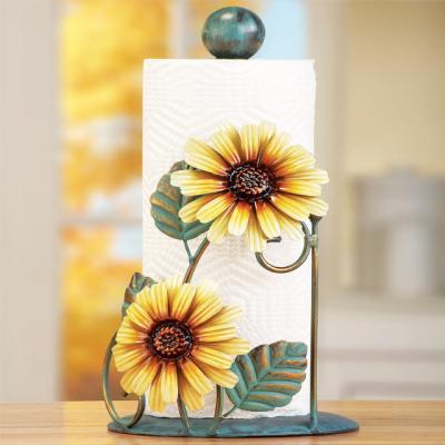 China Minimalist Metal Sunflower Pattern 2 K/D Kitchen Tissue Holder for sale