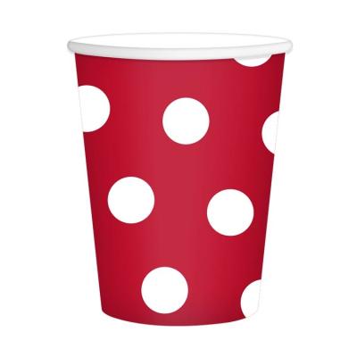 China Eco Friendly 7oz Disposable Juice Cups Party Supplies White Dot Coffee Cups Paper Party Cups for Daily Birthday Party for sale