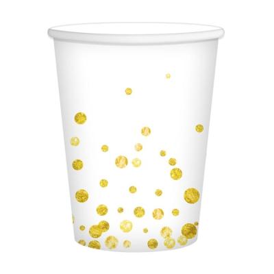 China Juice Coffee Gold Paper Cup Biodegradable Paper Party Cups Dot Disposable Cups Drinking Container for Birthday Party for sale