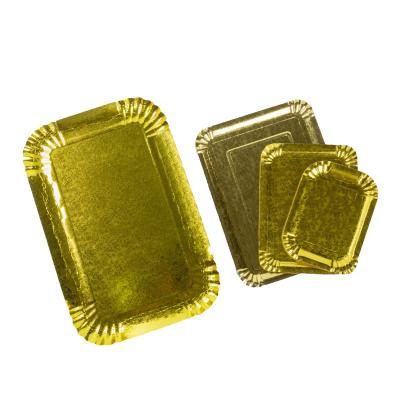 China Home Eco - Friendly Disposable Tableware Food Grade Paper Dish Oil Proof Gold Foil Printing Party Paper Plates for sale