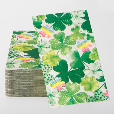 China Home Festival Clover Printed Party Napkins Disposable Tableware Party Supplies Paper Napkins For St. Patrick's Day for sale