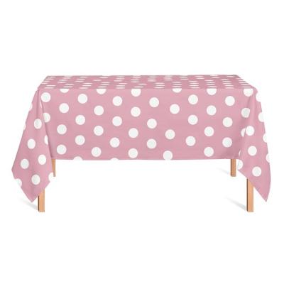 China Home Wedding Favors Party Supplies Waterproof PEVA Polka Dot Printed Pink Rectangle Paper Table Cover Disposable Tablecloth for sale