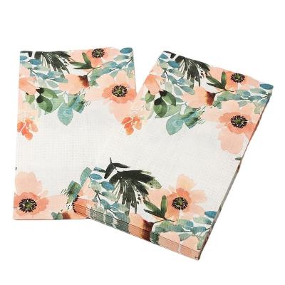 China Wholesale Home Spring Eco Themes Party Custom Floral Paper Napkins Disposable Tableware Napkins For Wedding for sale