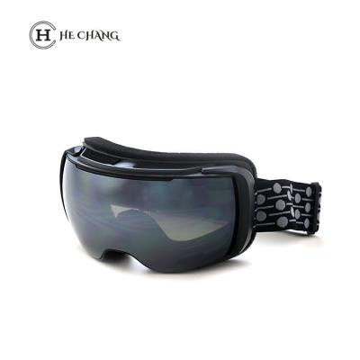 China HeChang Ski Googles Custom Frameless Magnetic Women's Spherical Snow Goggles Sunglasses Wholesale Ski Fashion Black Goggles OEM for sale