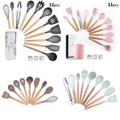 China Sustainable Kitchen Utensils Wholesale Black Silicone Kitchen Accessories 11pcs for sale