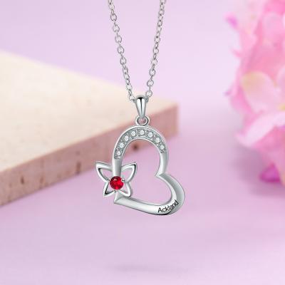 China Wholesale FASHIONABLE Copper Personalized Birthstone Butterfly Heart Necklace Custom Necklace For Women Gifts for sale