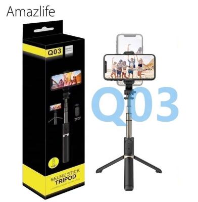 China Folding Amazlife Q03 Monopod Selfie Stick Tripod with Wireless Remote Shutter for iPhone Android Mobile Phone for sale