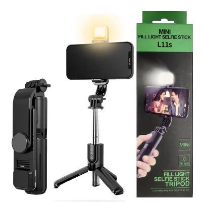 China L11s Fold Mobile Phone Monopod Selfie Stick Flexible Wireless Remote Control Tripod With LED Light for sale