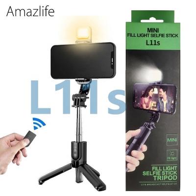 China Folding L11s Mini Wireless Remote Mobile Phone Tripod LED Selfie Stick Holder with Fill Light for sale