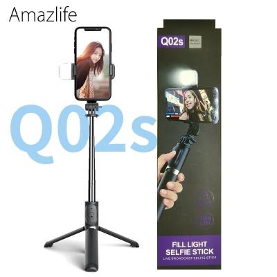 China Selfie Stick With 1045mm Mini Wireless Mobile Phone Monopod Tripod Stand Lightweight Selfie Stick Q02s With LED Fill Light for sale