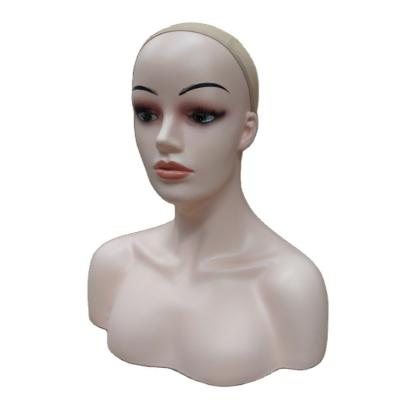 China Hair salon beauty care wholesale fashion face mannequin head beautiful with chest for cheap wig display for sale