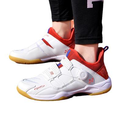 China New Swivel Men And Women Couples Rubber Button Up Lightweight Badminton Shoes Tennis Shoes Table Tennis Shoes for sale