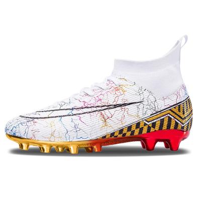 China Unique Gold Bottom Gold Bottom Football Boots High Top Football Shoes Gold Boys And Girls High Tops Studs Outdoor Competition Student Sports Training for sale