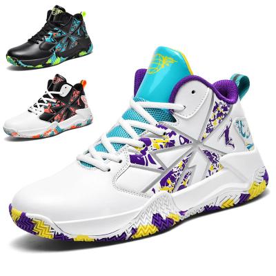 China New Lightweight Middle To Boys Practical Sports Running Shoes Cement High Top Big Kids Basketball Shoes Middle School Students for sale