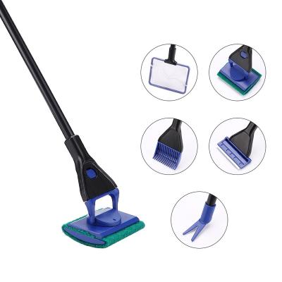 China 5-in-1 5-in-1 Fish Tank Cleaning Brush Long Handle No Dead Angle Clean Tool Moss Algae Glass Gravel Rake Fishing For Aquarium Clean Set for sale