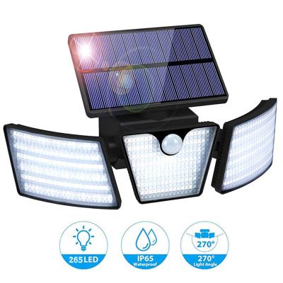 China Garden Solar Light 265 Led Human Body Infrared Three Head Induction Street Lamp Outdoor Courtyard Garden Landscape Lighting Wall Lights for sale