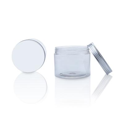 China Non Spill Transparent Wide Mouth Pet Jar Packaging Plastic Jars With Screw Cap Lids for sale