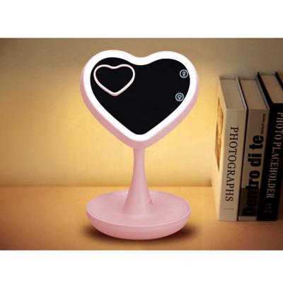 China Summer desktop production mirror heart-shaped LED light makeup mirror with 2000mAh kc rechargeable battery for Lady for sale