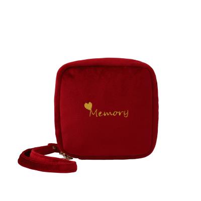 China Custom Mini Cute With Handle Coin Logo Velvet Cosmetic Bag Sanitary Towel Storage Bag Purse Ladies Fashion Cosmetic Bag for sale