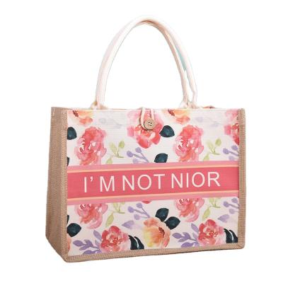 China Factory Eco-friendly Custom Processing Custom Logo Advertising Canvas Tote Shopping Portable Jute Bag Wholesaler for sale