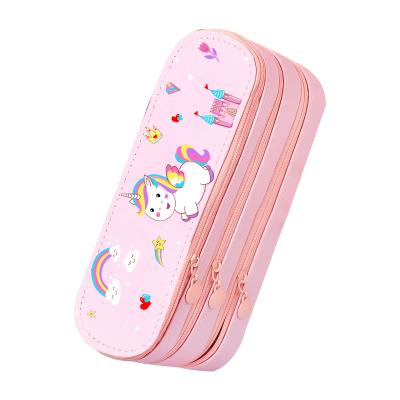 China 2021 New Multifunctional Popular Japanese Cute Three-Layer Pencil Bag Cartoon Girl Pencil Case Large Capacity Stationery Box School Supplies for sale