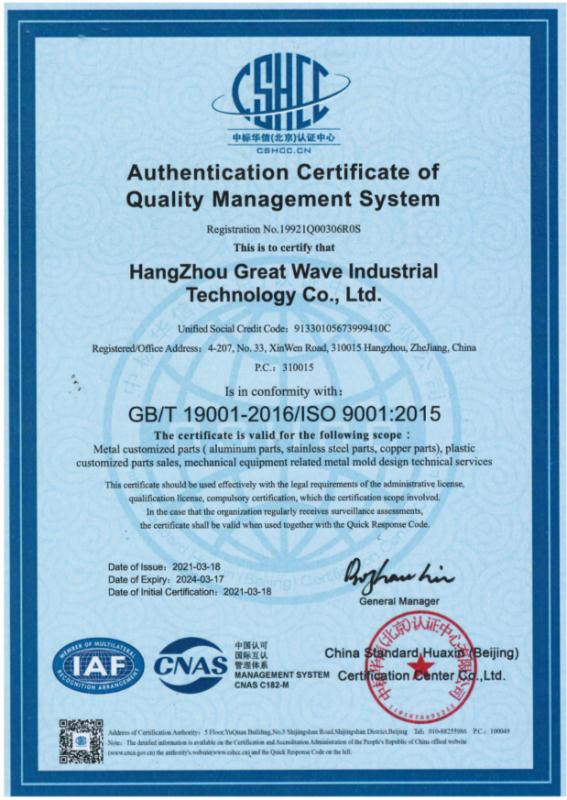 ISO9001 - Hangzhou Great Wave Industrial Technology Co., Ltd.