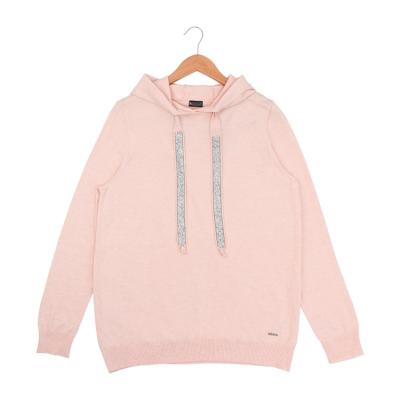 China Women's Anti-pilling Cotton Knitted Pink Hoodies Pullover Autumn Oversize Crew Neck Women Custom Printed Sweatshirt Hoodies for sale