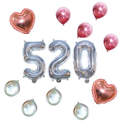 China Decoration Factory Supply Interesting Price Fine Quality 520 Number Foil Heart Balloons for sale