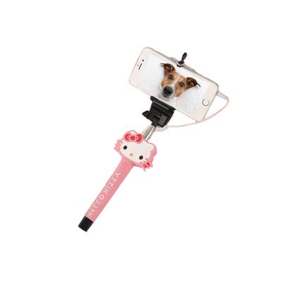 China Cartoon Mini Wire Control Extendable Selfie Stick For Iphone / Samsung / Huawei for sale