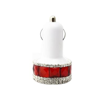 China Rhinestone Double USB Connector Car Charger Adapter For Cell Phone SGS for sale