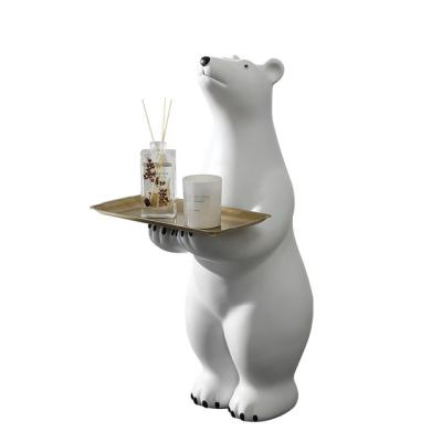 China White Bear Minimalist Warm Nordic Light Luxury Decoration Sale Large Storage Tray Home Decor for sale