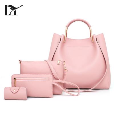 China 100% Lingyue BS1004 Best Selling Eco-friendly Pattern Woman Handbags Pink PU Ladies Bag Sets for sale