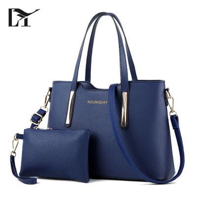 China 100% Eco-friendly Classic Hand Bag China Manufacturers Set Royal Blue Leather Ladies PU Ladies Bag Set For Women for sale