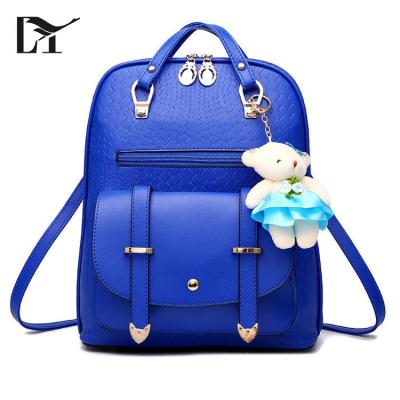 China 100% PU Royal Blue Teddy Bear Backpack Leather From Wholesale College Bags Eco-Friendly Backpack Manufacturer for sale