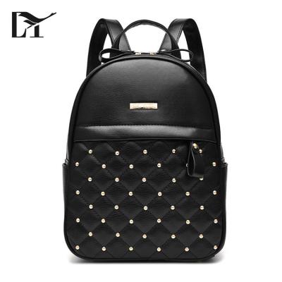 China 100% Best Selling Korean Black PU Leather Teen Backpacks Eco-friendly Professional Backpack Manufacturers With Stud for sale