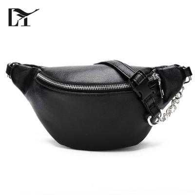 China 100% Eco-friendly Top Sell PU Leather Chain Shoulder Bags Ladies Zipper Chest Waist Bags for sale