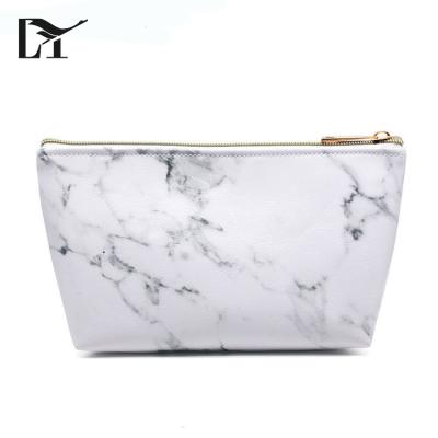 China 100% Eco-friendly Large Capacity Classic Customs Printed PU Marble Cosmetic Makeup Bag for sale