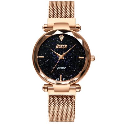 China Bosck Brand 8883 Hot Sale Brand 8883 Waterproof Korean Style Waterproof Ladies Mesh Ladies Magnet Quartz Gold Wrist Watch For Women for sale