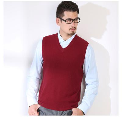 China 100% pure cashmere men V neck sleeveless autumn & winter 12gg waffle sweater vest for sale